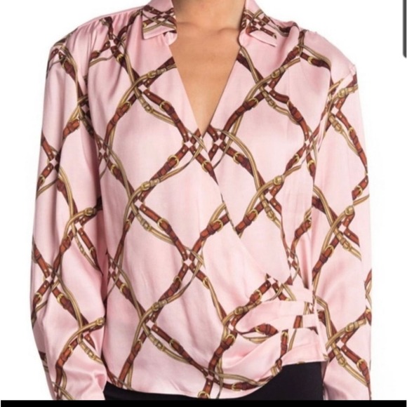 Jonathan Simkhai pink faux wrap blouse size large